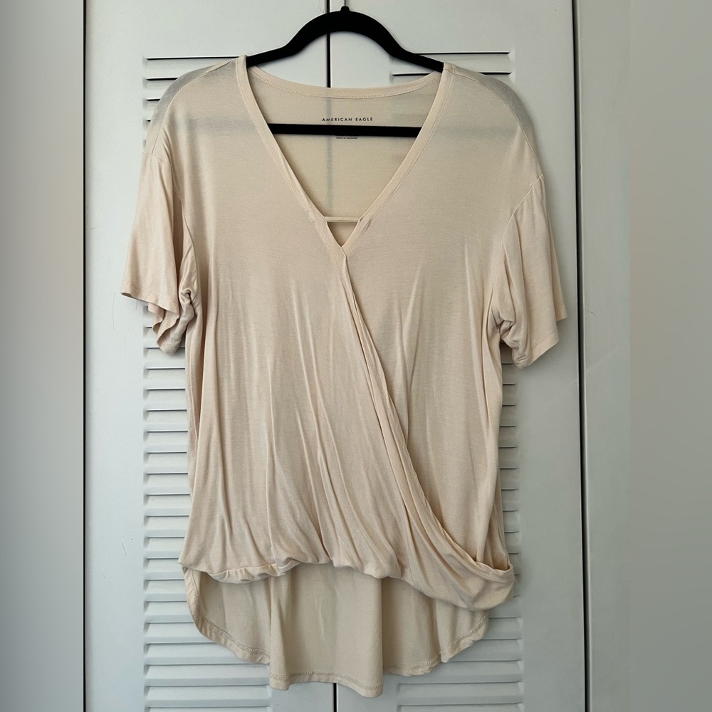 American Eagle short-sleeve V-neck wrap top